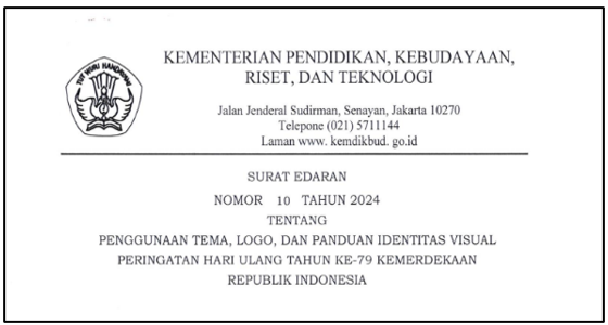 Edaran Sesjen Kemendikbudristek tentang Penggunaan Tema dan Logo HUT ke-79 RI