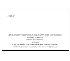 Permendikbudristek Nomor 16 Tahun 2022 tentang Standar Proses PAUD Dikdasmen