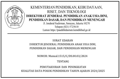 Surat Edaran Pemutakhiran dan Peningkatan Kualitas Dapodik  2024/2025