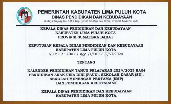 Kalender Pendidikan Lima Puluh Kota TA 2024/2025