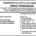 Kalender Pendidikan TK SD SMP Kota Palembang TA 2024/2025