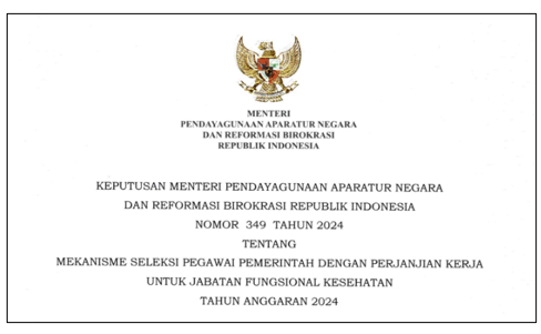 Kepmen PANRB Nomor 349 Tahun 2024 tentang Mekanisme Seleksi PPPK JF Kesehatan 2024