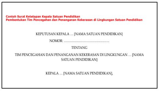 Format SK Tim Pencegahan dan Penanganan Kekerasan (TPPK) di Satuan Pendidikan