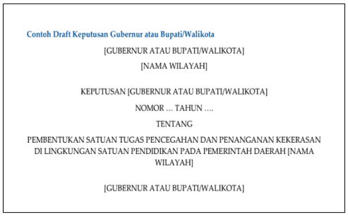 Format SK Gubernur atau Bupati/Walikota tentang Pembentukan Satgas PPKSP