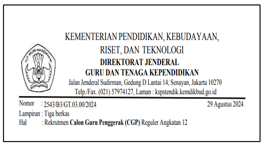 Edaran Rekrutmen Calon Guru Penggerak (CGP) Reguler Angkatan 12