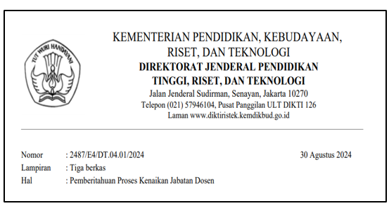 Pemberitahuan Proses Kenaikan Jabatan Dosen