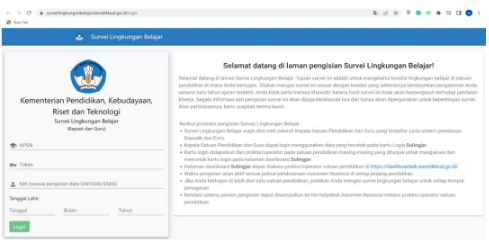 Pengisian Data sesuai yang tertera di kartu login