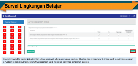 Tampilan laman pengisian instrumen Sulingjar