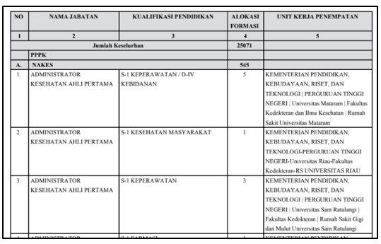 Rincian Formasi PPPK di Kemendikbudristek Tahun 2024