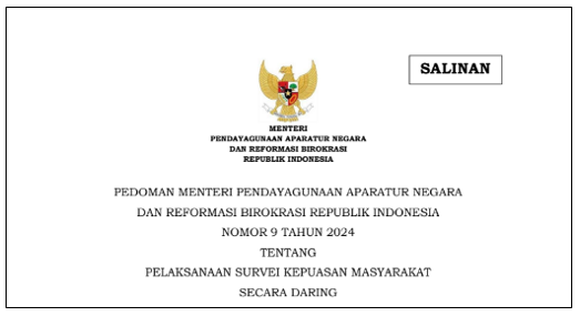 Pedoman Menteri PANRB Nomor 9 Tahun 2024 tentang Pelaksanaan Survei Kepuasan Masyarakat Secara Daring