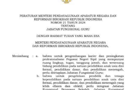 Permenpan Nomor 21 Tahun 2024 Tentang Jabatan Fungsional guru