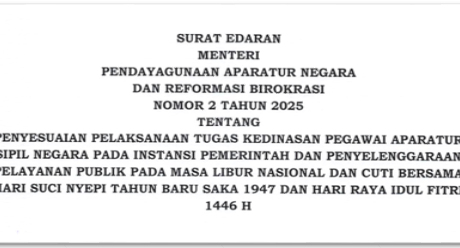 Edaran Penyesuaian Tugas ASN pada Libur Hari Nyepi dan Idul Fitri 2025