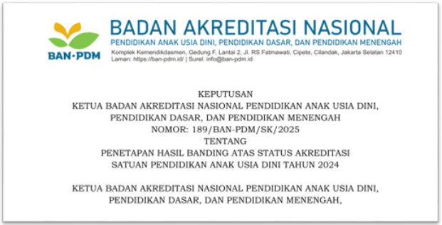 SK Hasil Banding Status Akreditasi PAUD Tahun 2024