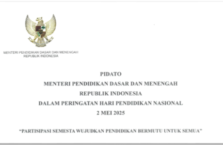 Pidato Mendikdasmen pada Peringatan Hardiknas 2025
