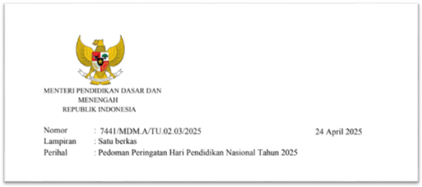 SE Pedoman Peringatan Hardiknas Tahun 2025