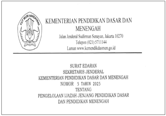 Surat Edaran Pengelolaan Ijazah Dikdasmen